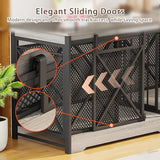 COZPAW 78 Inch Double Dog Crate Furniture, Extra Large Dog Kennel Indoor for Medium Large 2 Dogs, Heavy Duty Dog Cage Chew-Resistant Steel and Wooden Pet House with Removable Divider (Grey) COZPAW