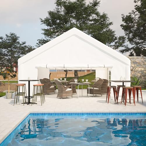 KEIKI 20x20ft Party Tent Heavy Duty, Outdoor Canopy Tent Carport Wedding Event Shelter BBQ Wedding Tents for Parties with Storage Bags & Removable Sidewall for Parties Carport Camping Garden Patio KEIKI