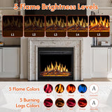 ZAFRO 37" Electric Fireplace Insert with Realistic Flame & Logs, Recessed Fireplace with Auto Color Adjustable Flame, Remote Control, 8H Timer, 750/1500W Heater ZAFRO
