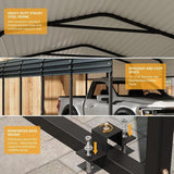 Metal Carport – Tall Carport with Reinforced Frame and Steel Roof, All-Weather Metal Car Port for Bass Boats, Sedans, and Tractors,10X15FT TROPOW