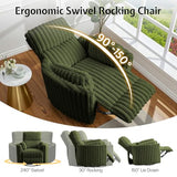 Jocisland Power Recliner Nursery Chair for Adults, Electric Swivel Rocking Glider with USB & Type-C, Soft Fabric Armchair with 2 Pillows, Cozy Reclining Sofa for Living Room, Bedroom, Green