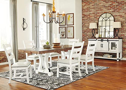 Signature Design by Ashley Valebeck Farmhouse Rectangular Extension Dining Table, Fits up to 8, White & Brown