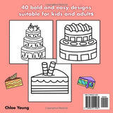 Bold and Easy Cake Coloring Book: Big and Simple Large Print Designs for Adults, Kids and Seniors (Bold & Easy Coloring) WoodArtSupply