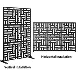 Elevens Metal Outdoor Privacy Screen, Freestanding Outdoor Divider Decorative Privacy Fence Screen, Fence Panels for Balcony Patio,72‘’H×47‘’W (Black-Retangle) Elevens