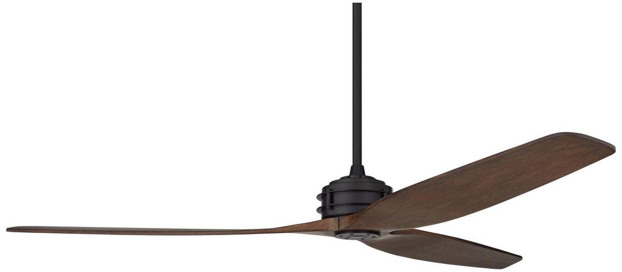 Casa Vieja 62" Coronado Aire Modern Industrial 3 Blade Indoor Outdoor Ceiling Fan with Remote Control Matte Black Dark Walnut Wood Damp Rated for Patio Exterior House Home Porch Gazebo Casa Vieja