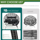 NICESOUL® Double Egg Chair Indoor Outdoor Stationary Oversized Thicken Padded Cushions,2 Person Egg Loveseat Chair,680 lbs Extra Large Lounge Chair for Patio Balcony Porch Backyard Gray NICESOUL