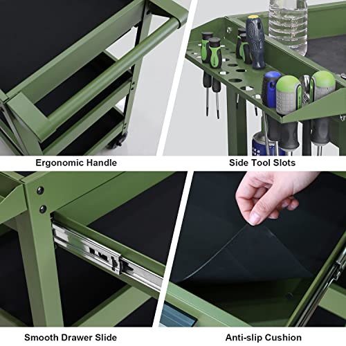 GSTANDARD 3 Layers Utility Cart: Rolling Tool Cart with Lockable Wheels and Multifunction Service Cart for Home, Garage, Kitchen, Office or Cafe, Torin