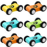 6 Pieces Wooden Mini Car Wooden Car Ramp Race Track Toys for Aged 1 2 3, Wooden Car Ramp Racer Toy Replacement Vehicle Set Race Car Party Favors Lragvtbk