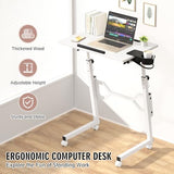 Enayplon Small Standing Desk with Wheels, Portable Treadmill Desk, Rolling Desk Adjustable Height for Laptop, Mobile Standing Table for Walking Pad, Bedside Table Enayplon
