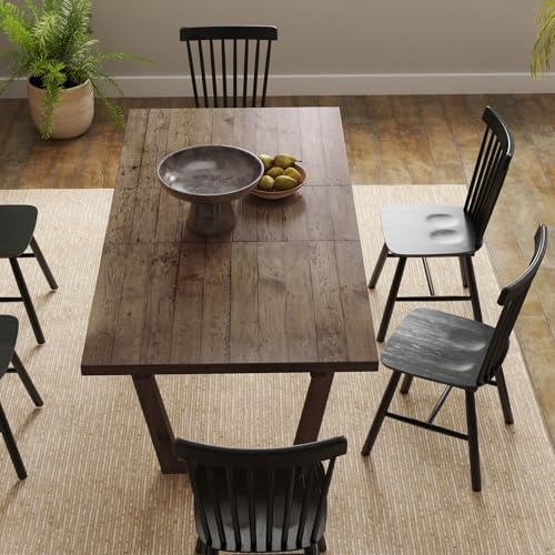 Kmax 70" Farmhouse Extendable Dining Table Set for 4-8 People, Rustic Rectangular Kitchen Table, Recycled Pine Wood Dinner Table for Dining Room Home Office, Walnut Kmax