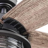 Honeywell Ceiling Fans Foxhaven Farmhouse 52 Inch Ceiling Fan with Light, Outdoor Fan/Indoor Dual-Mount LED Ceiling Fan, 5 Blades, Gray Cedar and Walnut Blade Finish Options, Matte Black (51631-01) Honeywell Ceiling Fans