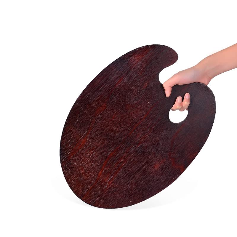 KIILOMP Oval Walnut Wooden Paint Palette 16 * 12inch - Artist Oil Paint Palette Walnut Palettes 30 * 40 for Acrylic Watercolor Oil Paints (Oval 30 x 40 cm) KIILOMP