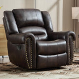 CANMOV Rocker Recliner Chair, Leather Recliner Chair with Overstuffed Backrest and Armrests, Manual Single Sofa for Living Room,Bedroom, Dark Brown