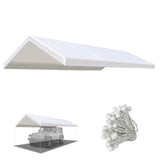 BenefitUSA Muli-ti Size Carport Replacement Canopy Garage Top Tarp Shelter Cover w Ball Bungee Cords, Canopy Onl with Edge (12'x20') BenefitUSA