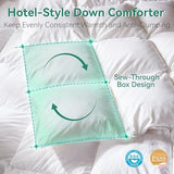 Three Geese Luxury Down Comforter King Size, All-Season Duvet Insert 106x90 Inch with 100% Cotton Cover, 72 Oz Weight Three Geese