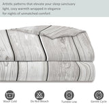 Single 61" x 79" Bedding Duvet Cover Set - Grey Minimalist Modern Wood Grain Printed 3 Piece Brushed Microfiber Comforter Quilt Cover with Zipper Closure for Men and Women Generic