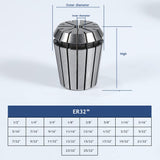 ER32 Collet Set 26PCS ER32 Spring Collet Set CNC Engraving Milling Lathe Chuck Tool 1/32-13/16 Inch for CNC Engraving Machine & Milling Lathe Tool Workholding Engraving Collets HOZLY