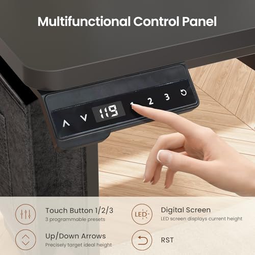 SEDETA L Shaped Electric Standing Desk with File Cabinet, 63 x 53'' Height Adjustable Home Office Computer Desk with Drawers, Power Outlet, Stand up Gaming Table with Led Lights, Keyboard Tray, Black SEDETA