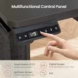 SEDETA L Shaped Electric Standing Desk with File Cabinet, 63 x 53'' Height Adjustable Home Office Computer Desk with Drawers, Power Outlet, Stand up Gaming Table with Led Lights, Keyboard Tray, Black SEDETA