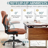 Leather Office Chair, PU Home Computer Desk Chairs with Ergonomic Back Support, 360°Swivel Free, Small Gaming Chair with Wheels and Adjustable Armrests, for Short People Use Brick Attic