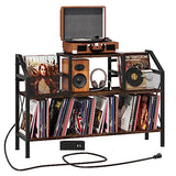 Homeiju Record Player Stand Holds up to 500 Albums, Turntable Stand with Vinyl Record Player Storage Cabinet, Records Vinyl Albums Storage, Rustic Brown Homeiju