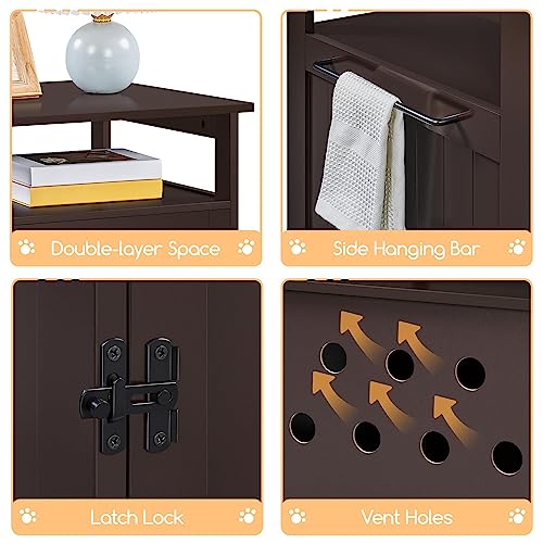 Yaheetech Cat Litter Box Enclosure, Hidden Litter Box Furniture with Open Shelf, Indoor Cat Washroom, Storage Cabinet Pet Crate, Side End Table, Wooden Pet House Espresso Yaheetech