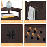 Yaheetech Cat Litter Box Enclosure, Hidden Litter Box Furniture with Open Shelf, Indoor Cat Washroom, Storage Cabinet Pet Crate, Side End Table, Wooden Pet House Espresso Yaheetech