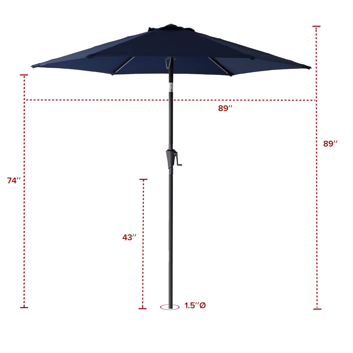 FLAME&SHADE 7.5 ft Outdoor Market Patio Table Umbrella with Tilt, Navy Blue FLAME&SHADE