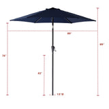 FLAME&SHADE 7.5 ft Outdoor Market Patio Table Umbrella with Tilt, Navy Blue FLAME&SHADE