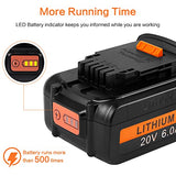 ARyee 6.0Ah Battery Replacement for Dewalt 20 Volt MAX Lithium Ion Battery DCB205 DCB200 DCB206 DCB206-2 DCB204 DCB204BT-2 DCB203 DCB201 with LED Indicator ARyee