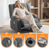 Oversized Recliner Chair with Massage and Heat for Adults, 360° Swivel Rocking Recliner, Big Seat Living Room Chair with Ergonomic Design, Cup Holders and Side Pockets