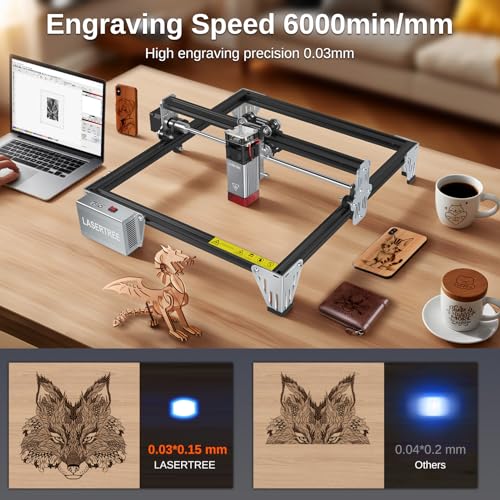 LASER TREE 5W Laser Engraver, 5000mW High Precision Laser Engraving Machine, Eye Protection, 12×12” Work Area, Class 4 Laser Cutter & Etcher for Wood, Metal, Acrylic, Leather DIY Craft LASER TREE