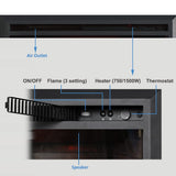 PuraFlame Western Electric Fireplace Insert with Fire Crackling Sound, Remote Control, 750/1500W, Black, 33 1/16 Inches Wide, 25 9/16 Inches High PuraFlame