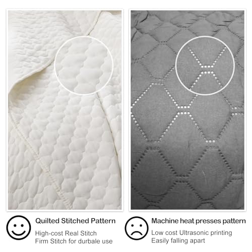 HORIMOTE HOME Cream Quilt Twin Size, Lightweight Quilt for Summer Ultra-Soft Microfiber Modern Style Quilted Clouds Pattern Bedspread Quit Set 2 Pieces (1 Quilt and 1 Pillow Sham) HORIMOTE HOME