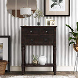 Knocbel Slim Antique Entry Console Table with Drawers & Bottom Open Shelf, Solid Wood Sofa Couch Table for Entryway Hallway Living Room (Espresso) Knocbel