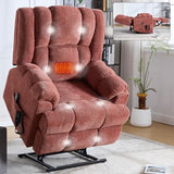 Trustyue Dual Motor Power Lift Recliner Chair with Lay Flat, Full-Body Vibration & Lumbar Heating - Lift Assist Chair for Elderly, Electric Recliner with Massage and Heat,Easy Assembly Red