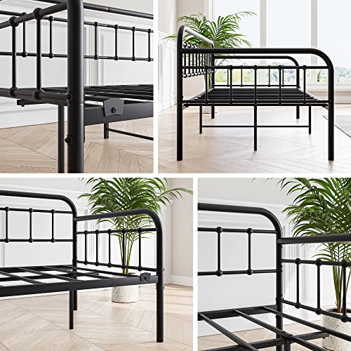 JURMERRY Metal Daybed Frame Twin Size with Steel Slats Platform Furniture,Black… JURMERRY