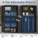 FATIGOS 72''H Tall Metal Garage Storage Cabinet with Lock, Metal Storage Cabinets with Doors and 4 Adjustable Shelves, Heavy Duty Steel Locker for Garage, Warehouse, Home Office, Black FATIGOS