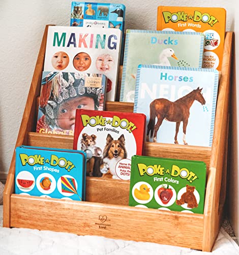 Montessori & Me Front-Facing Bookshelf - Toddler Book Display Rack in Brown - WoodArtSupply