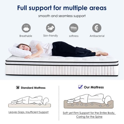12 Inch Twin Size Mattress, New Hybrid Mattress in a Box, Cooling Gel Memory Foam Twin Bed Matress w/Motion Isolation, CertiPUR-US Certified, Medium Firm, RV Mattresses (12'') Majnesvon