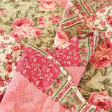 Cmfshape Summer Floral Queen Quilted Bedspread,Romantic Pink Quilt Set Full,Reversible Stitched Bedding Set All Season,Soft Lightweight Coverlet with Pillow Cases (Hot Pink&Rose, Queen90 x90) Cmfshape