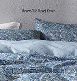 SLEEPBELLA Duvet Cover Set 600 Thread Count Cotton Bedding Set (Twin, Blue-Paisley) SLEEPBELLA