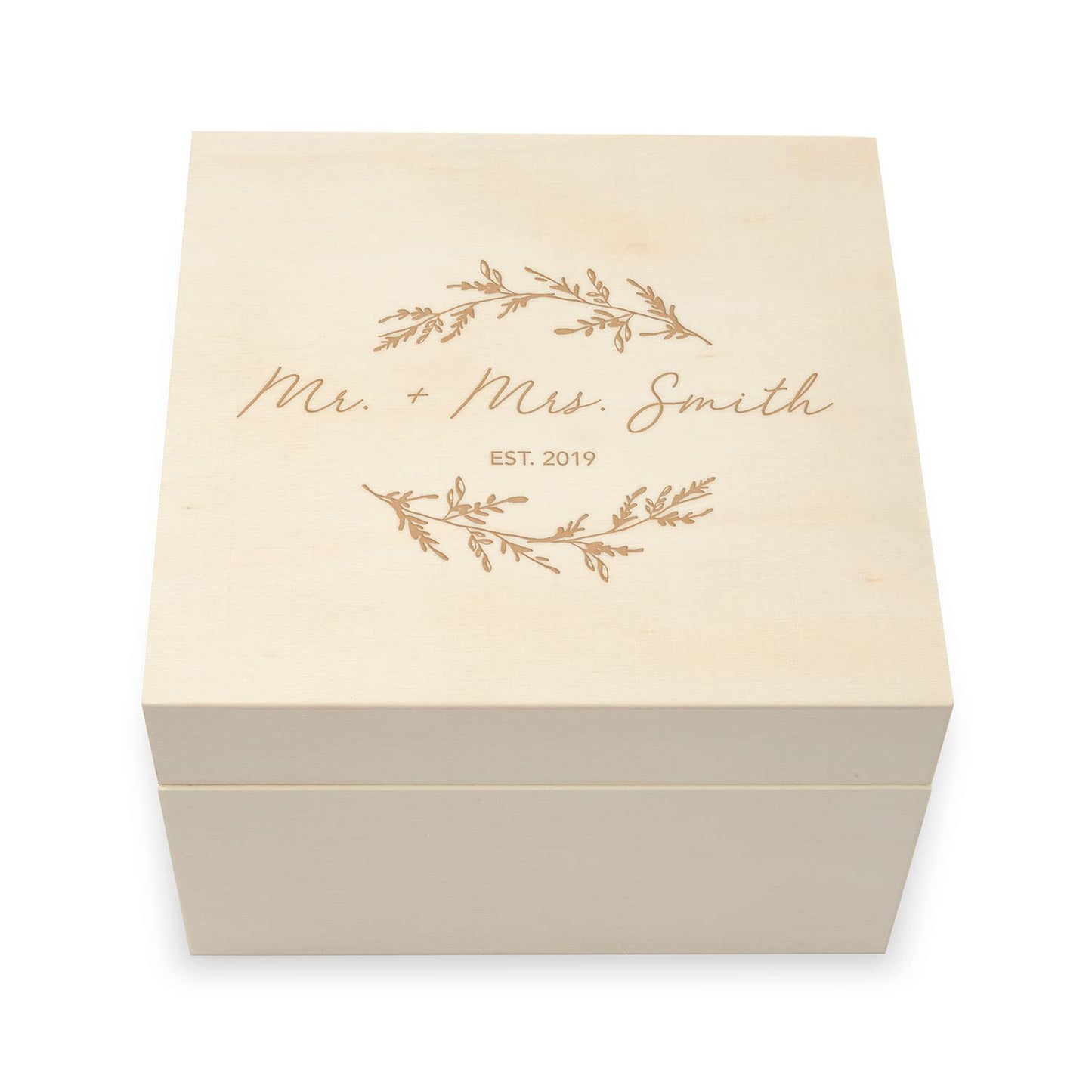 WEDDINGSTAR Custom Engraved Wooden Keepsake Gift Box with Removable Lid - Signature Script - WoodArtSupply