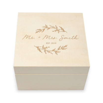 WEDDINGSTAR Custom Engraved Wooden Keepsake Gift Box with Removable Lid - Signature Script - WoodArtSupply