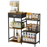 Rustic Brown Coffee Bar Cabinet with Drawer - 3-Tier Coffee Stand Station for Small Spaces Jakyitvi