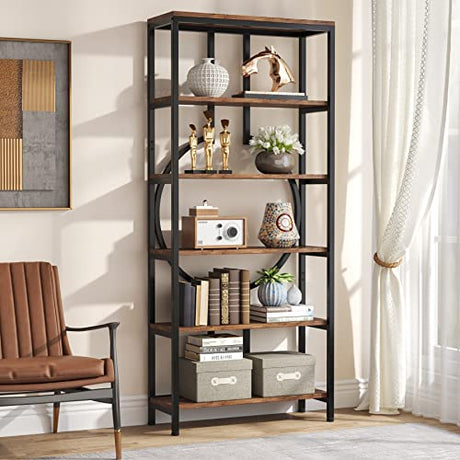 Tribesigns 70.9 Inch Vintage Industrial 6-Tier Bookshelf with Open Shelves and Sturdy Metal Frame Tribesigns