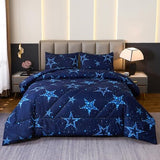 Caressma Star Comforter Teen Boy Girl Blue Galaxy Full Size Bedding Microfiber Set 3 Pieces with Pillowcases for All Seasons Caressma