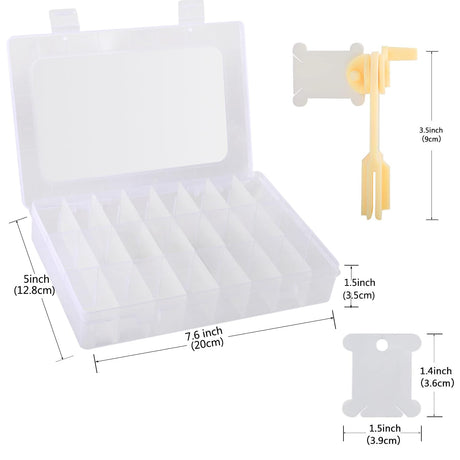 Embroidery Floss Organizer, Cross Stitch Thread Storage Box Tools - Bobbin Winder, 1 Removable 24 Compartments with 40 Hard Plastic Floss Bobbins and Stickers for Craft DIY Embroidery Sewing Storage Epesl