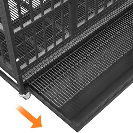 BOLDBONE 42" Furniture Dog Crate for Large Dogs, Heavy Duty Dog Kennel Indoor with Removable Crate Trays, Wheels and Stylish Wooden Top, Extra Large XL XXL Dog Cage BOLDBONE