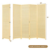 Giantex Bamboo Room Divider, 6 Ft Tall Freestanding Folding Privacy Screen, Wooden Room Separators Divider Wall, Portable Partition Boho 4 Panel Room Dividers for Home Office Bedroom Apartment Studio Giantex